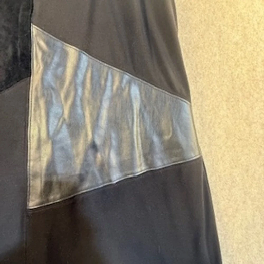 Calvin Klein Black Patchwork Faux Leather Suede Shift Dress Sleeveless M8ND7819‎